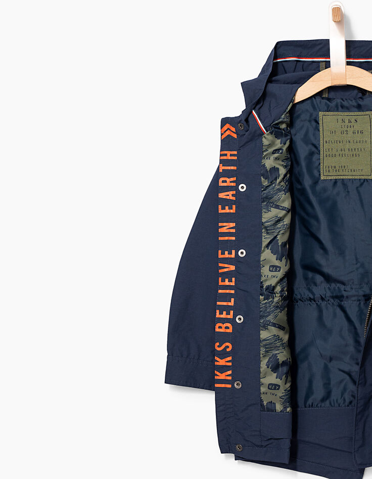 Boys' indigo hooded parka -7