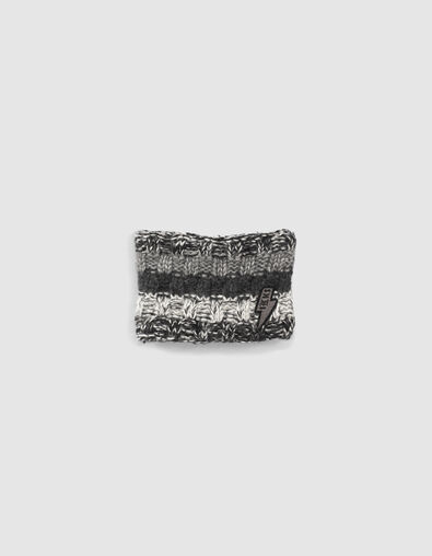 Baby boys’ dark grey wide-stripe knit snood - IKKS