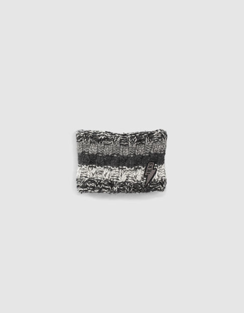 Baby boys’ dark grey wide-stripe knit snood