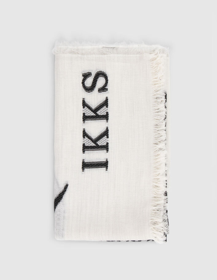 Women's off-white scarf with double-sided snake jacquard - IKKS