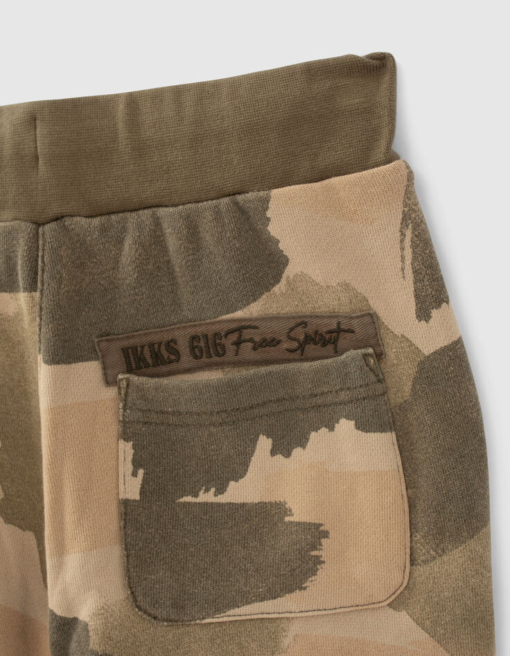 Bermudas beige felpa algodón ecológico camuflaje niño-3