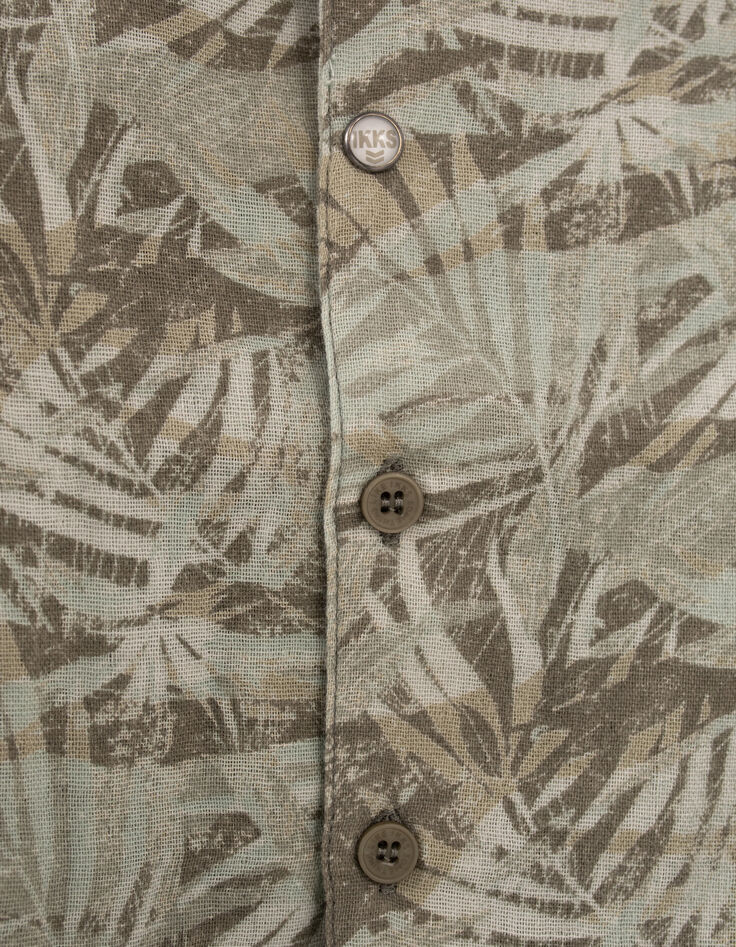 Baby boys’ khaki jungle print mixed fabric shirt-4