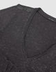 Graues T-Shirt aus Lurex-Strick mit Gourmet-Dekor f&uuml;r Damen-5