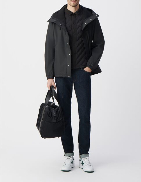 Blouson noir nylon gomme &agrave; capuche Homme - IKKS