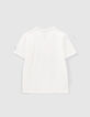Wit T-shirt bio met doodshoofd 3D-effect jongens-2