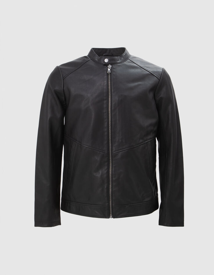 Men's black leather jacket-6