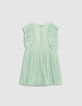 Water green iridescent pleated dress for girl-3