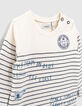 Camiseta blanco roto rayas y marcas bebé niño-2