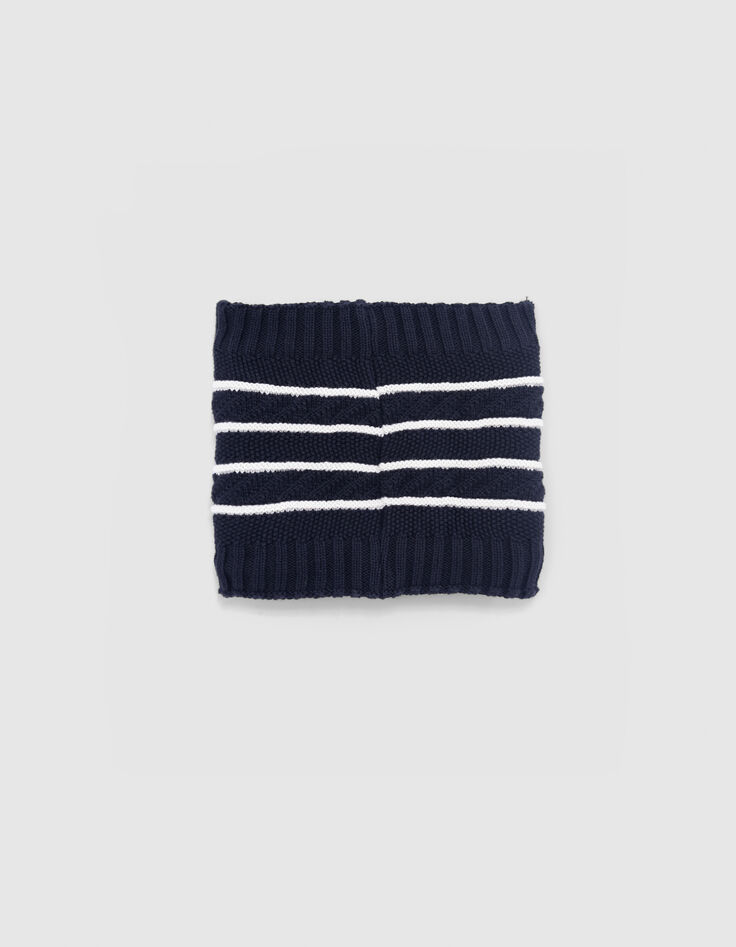 Boy's navy knitted furry snood-3