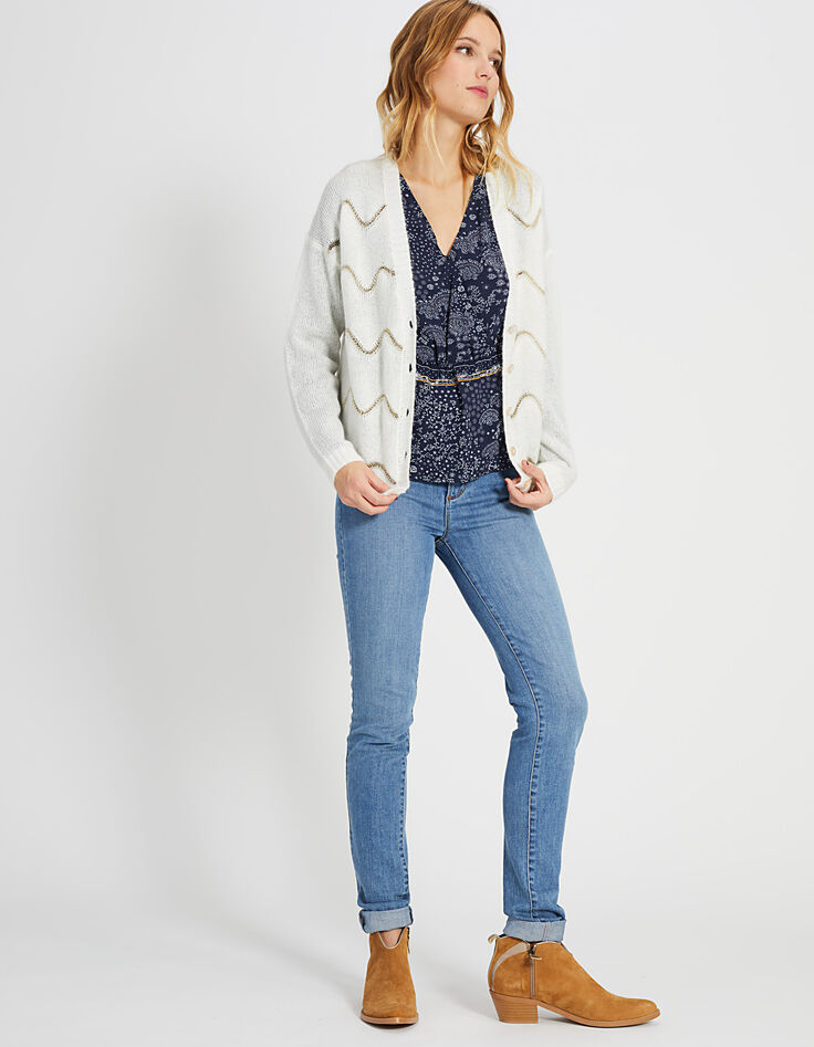 Top marine imprimé foulard I.Code-6 Top marine imprimé foulard I.Code-6