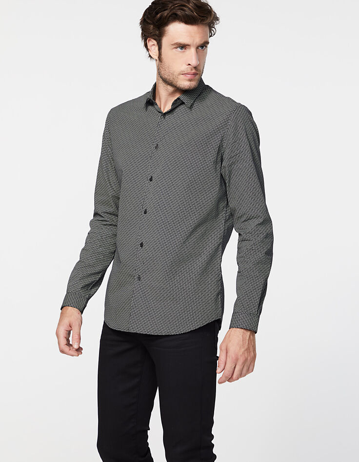 Men’s black mastic lightning print SLIM shirt-1