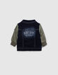 Veste en jean rinse à manches nylon et capuche bébé garçon-4