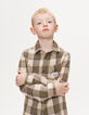 Boys’ khaki and beige check overshirt-1