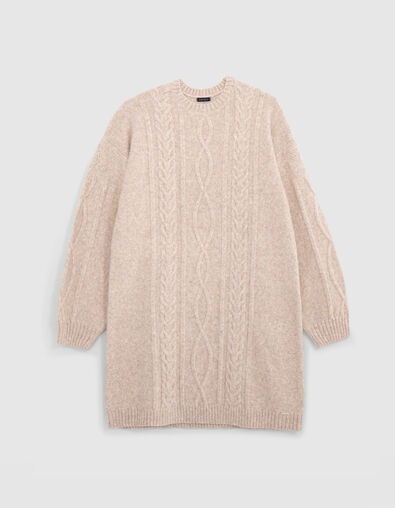 Robe beige chiné tricot torsadé fille - IKKS