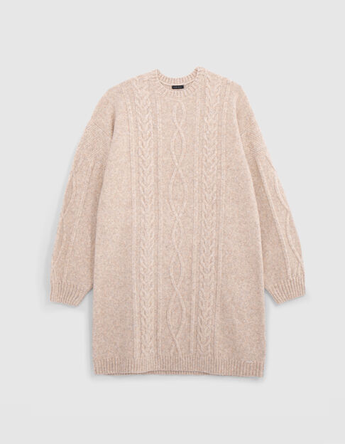 Robe beige chiné tricot torsadé fille - IKKS