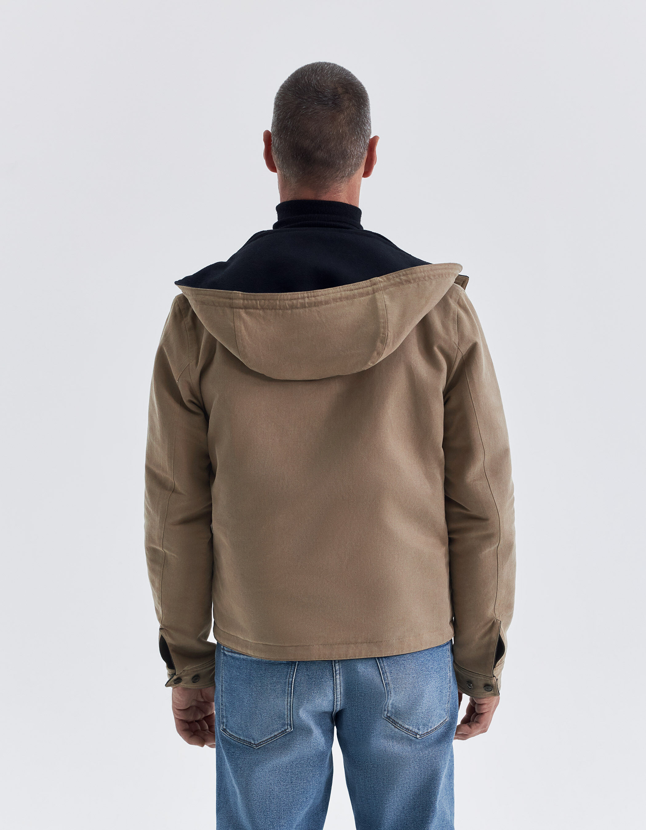 Blouson r versible noir et beige capuche Homme