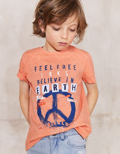 Camiseta terracota Peace & Love niño - IKKS