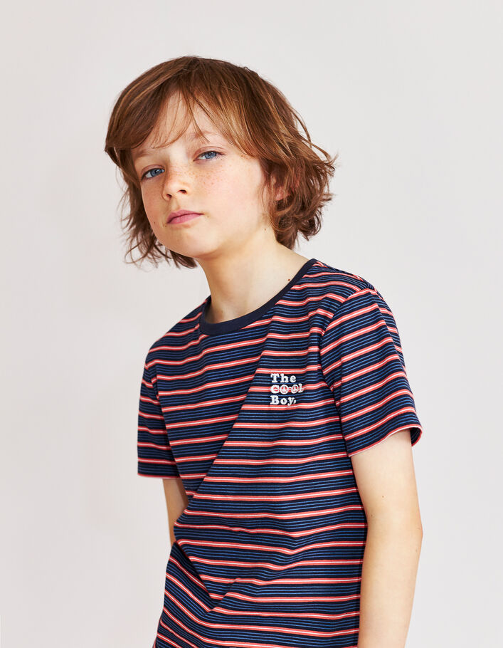 Boys' red striped indigo T-shirt - IKKS