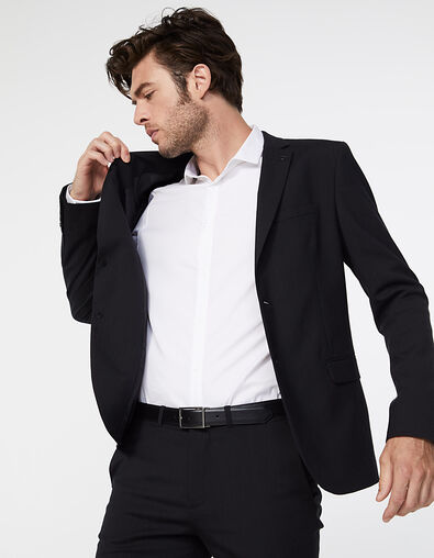 Men's black linen blend suit jacket - IKKS
