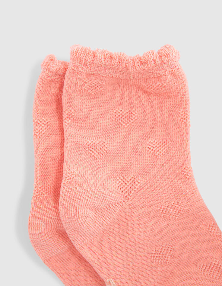 Chaussettes pêche et écrues bébé fille-3