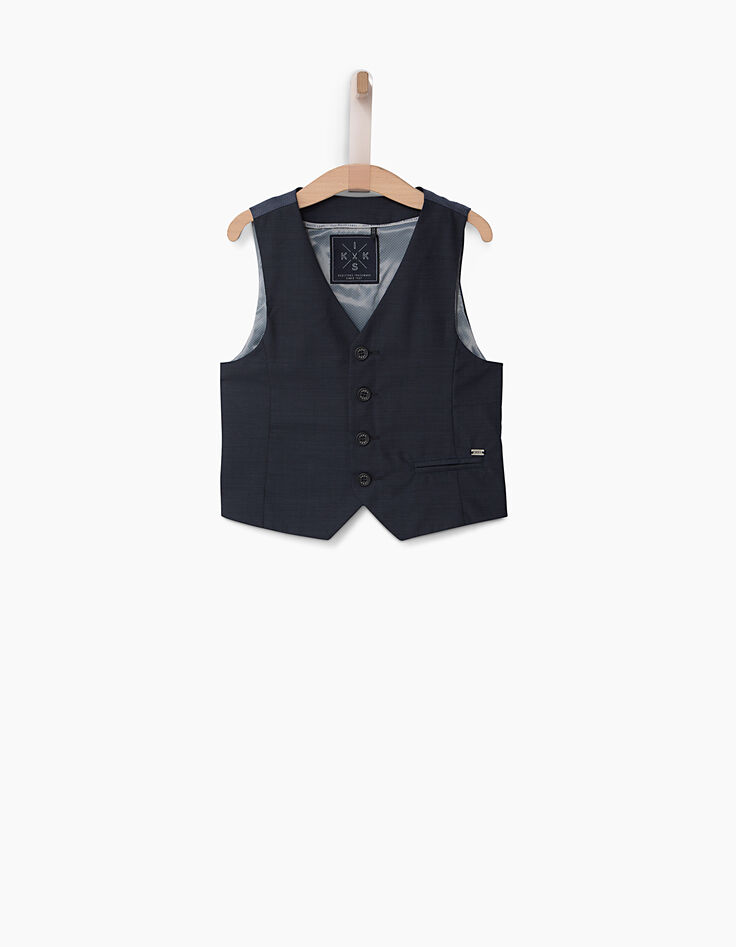 Gilet sans manches de costume bleu marine garçon-1