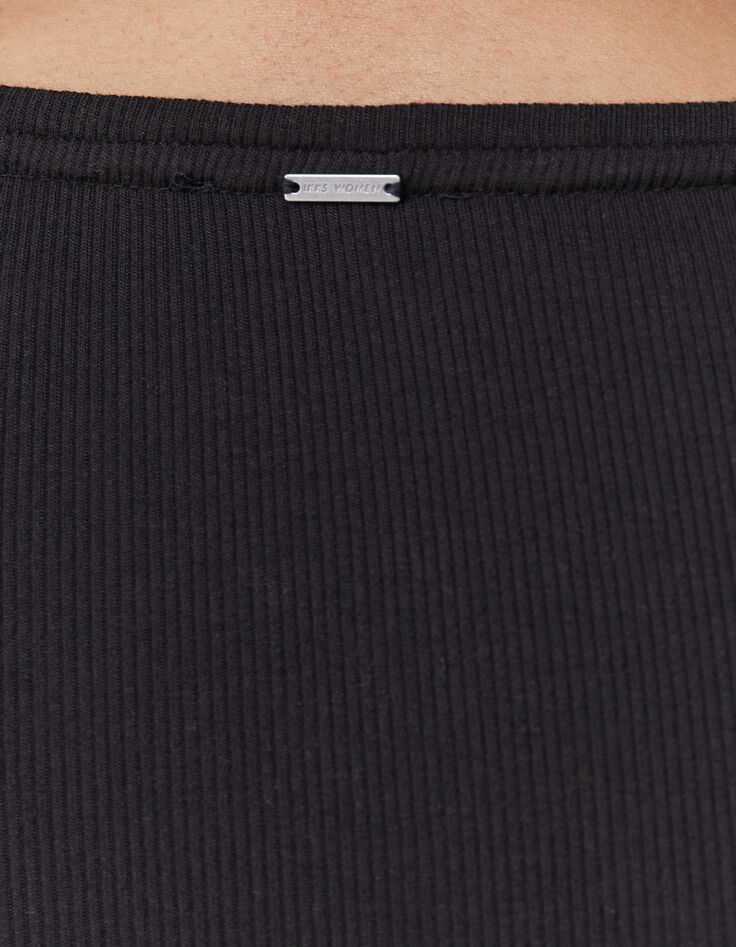 Women’s black ribbed knit long-sleeve T-shirt-6