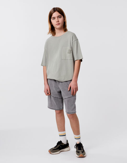 T-shirt kaki poche plaquée brodée garçon - IKKS