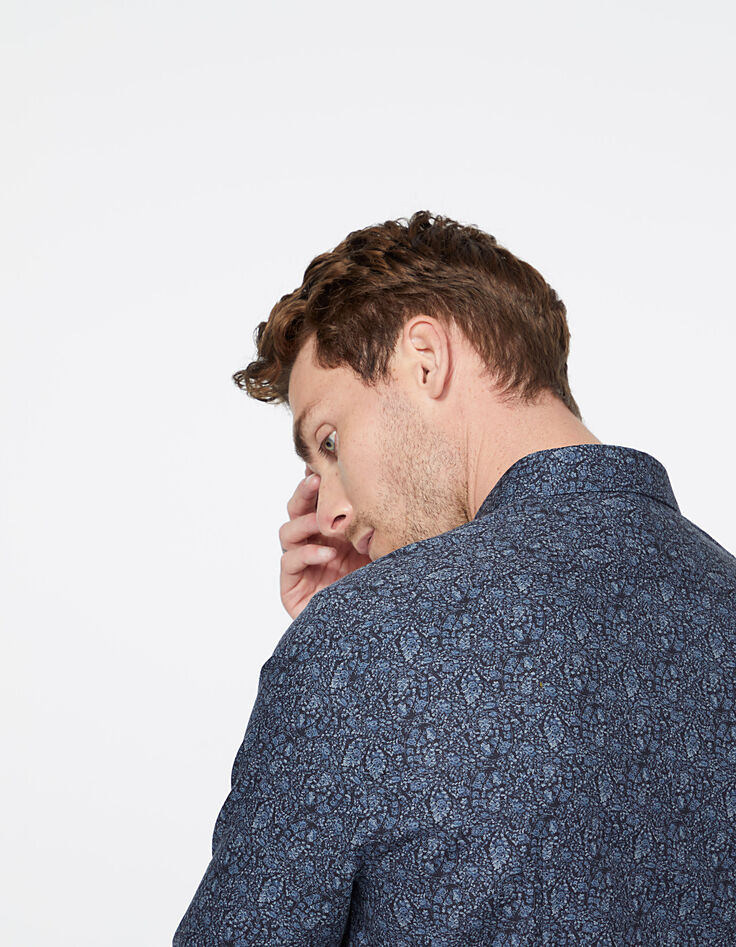 Camisa slim azul marino tela Liberty floral Hombre-5 Camisa slim azul marino tela Liberty floral Hombre-5