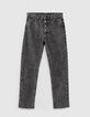 Vaqueros rectos cropped gris delavado botones mujer-1