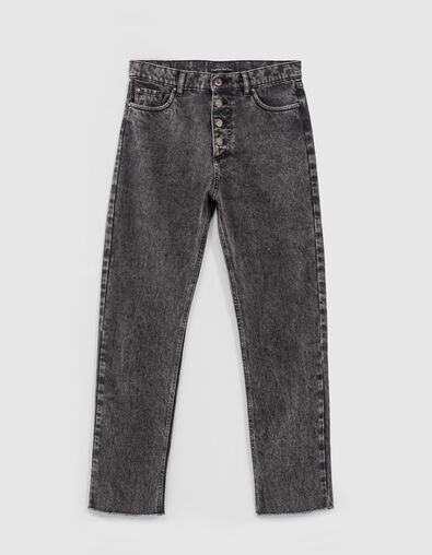 Vaqueros rectos cropped gris delavado botones mujer - IKKS