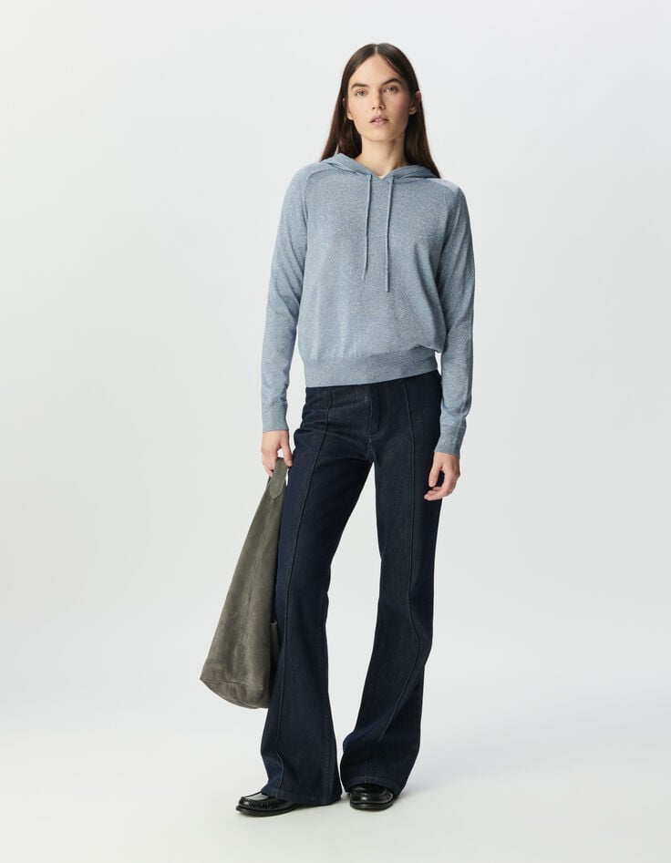 Jersey capucha azul cielo punto fino lúrex mujer-1 Jersey capucha azul cielo punto fino lúrex mujer-1