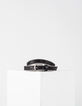 Ceinture en cuir noir bordures perles femme-1