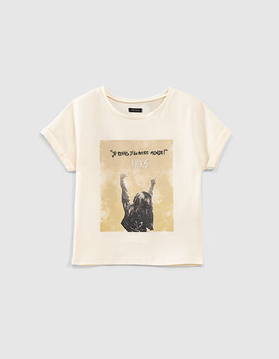 Camiseta color crudo algodón orgánico motivo glitter niña - IKKS
