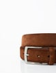 Men’s cognac suede leather belt+metal buckle-3