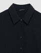 Women's long-sleeved black openwork shirt-7