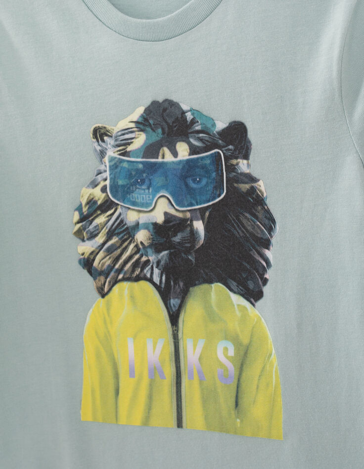Boys’ aqua green camouflage lion image T-shirt-3
