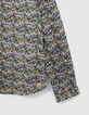 Chemise kaki imprimé fleurs vertes garçon-4