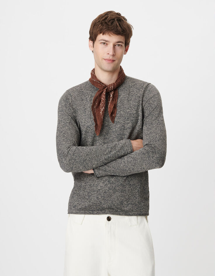 Lang&auml;rmeliger grau Herren-Strickpullover-2