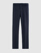Men&rsquo;s navy Milano knit STRAIGHT suit trousers-5
