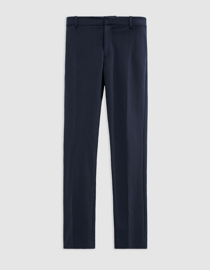 Men&rsquo;s navy Milano knit STRAIGHT suit trousers-5