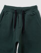 Jogging verde bolsillo bimaterial niño-5