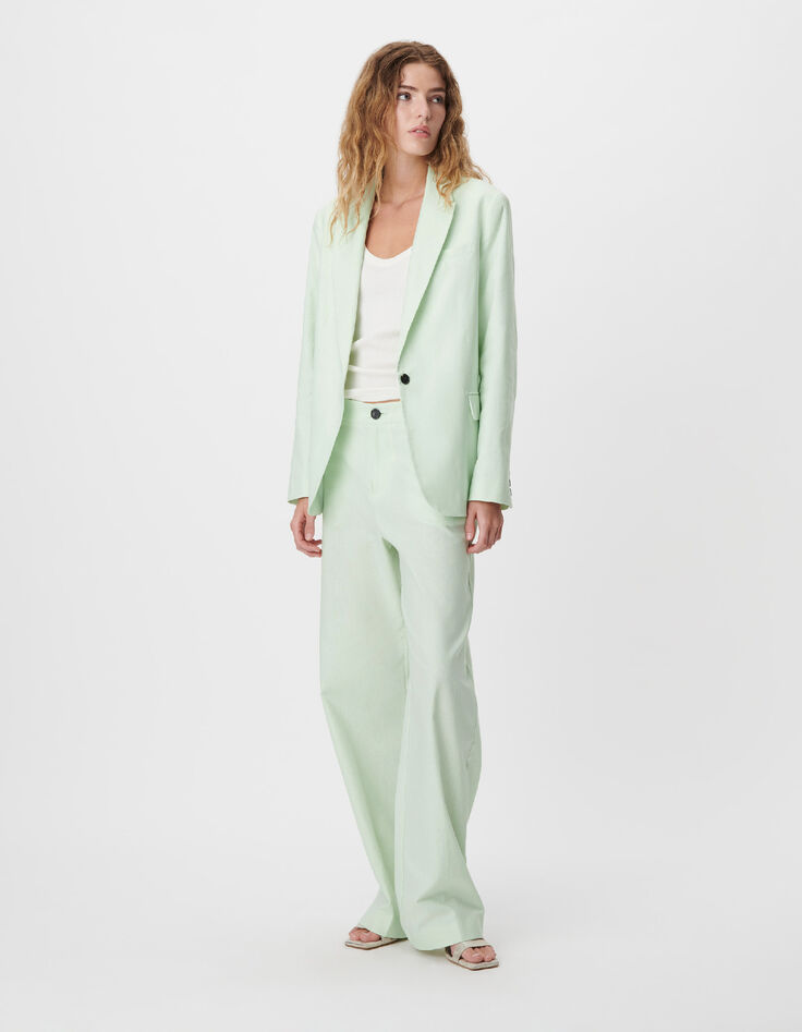 Damesjas in oversized groen linnen katoenmix-2