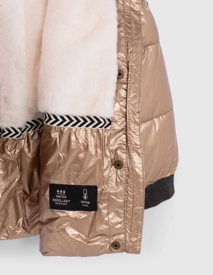 Goldfarbene M&auml;dchensteppjacke mit Futter und F&auml;ustlingen-5