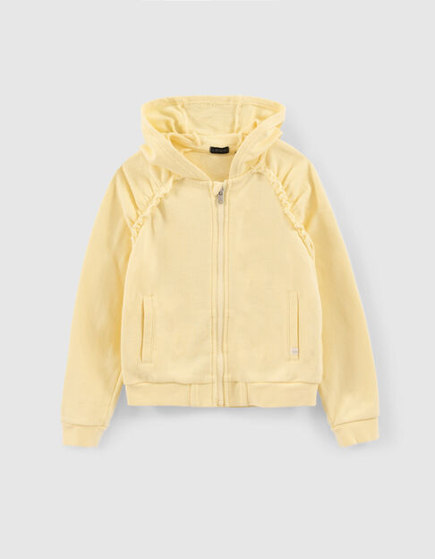 Cardigan jaune à capuche print dos fille