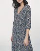 Midi jurk in viscose print bloemen dames-1