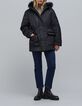 Parka negra de rayas para mujer-1