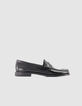 Mocassins noirs cuir avec couture fronc&eacute;e Femme-1
