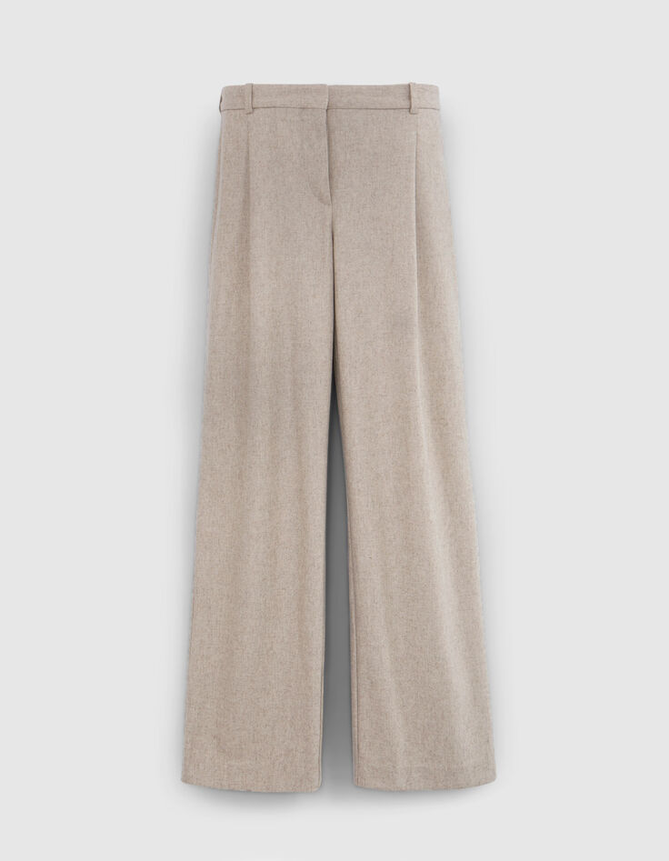 Pure Edition-Pantalon flare sésame flanelle Femme-4 Pure Edition-Pantalon flare sésame flanelle Femme-4
