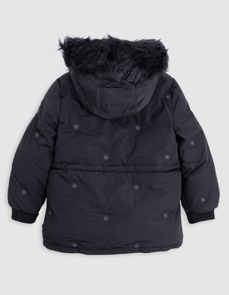 Parka negra 2 en 1 negra con plumas dorado sin mangas niña-2