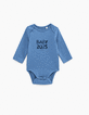 Body bleu à personnaliser en coton bio bébé-1
